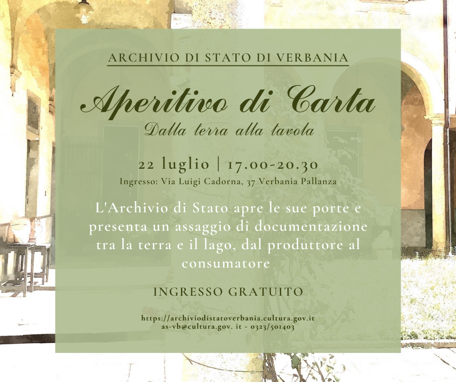 Archivio Stato Verbania Aperitivo di carta